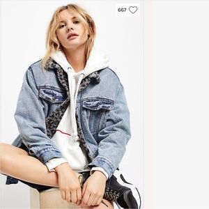 Free people cheetah sherpa denim jacket!